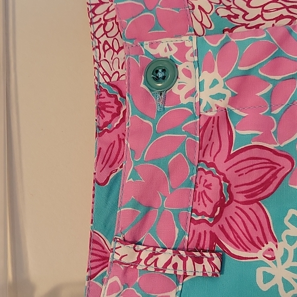 LILLY PULITZER Cropped Blue Pink White Flowe Print Pants Size 2 - Picture 3 of 14
